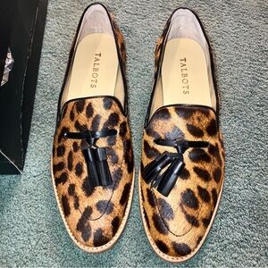 Talbots Brown Leopard Tassel Loafers
